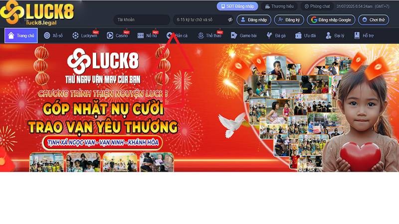 Dữ liệu đăng nhập tài khoản Luck8 
